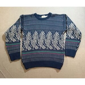 Vintage Wrangler‎ Sweater Adult Medium Blue Striped Long Sleeve Pullover Mens.